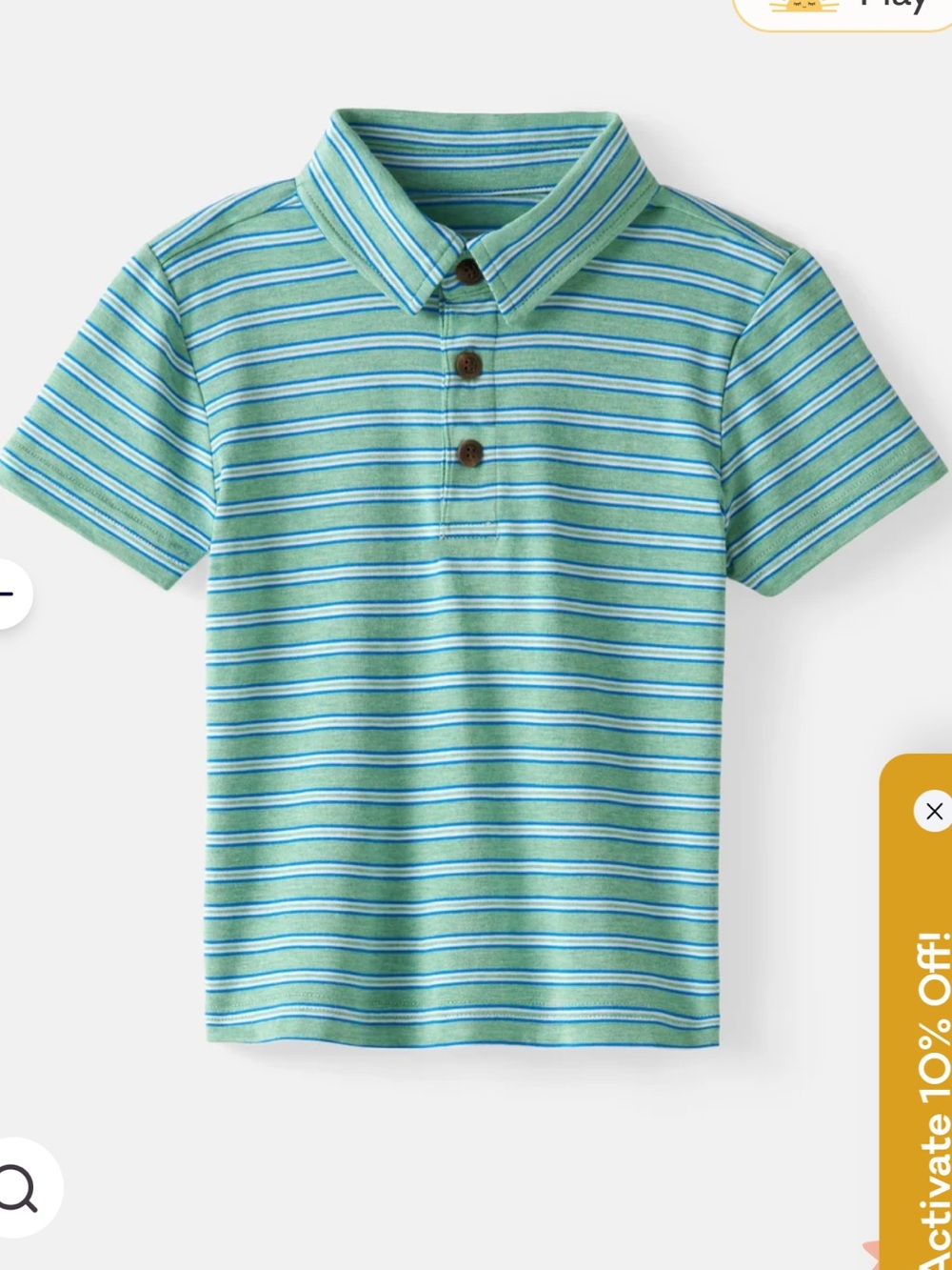 Little Sleepies Fresh Green Heather Stripe Polo
